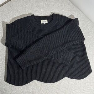Wilfred Black Ribbed Knit Crew Neck Sweater